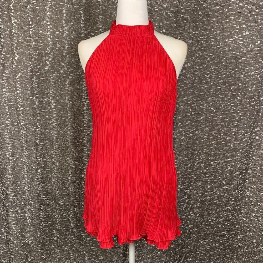 NWT Anthropologie Halter Plissé Romper Raspberry Halter Neck Chic Women's 4
